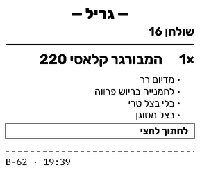 כרטיס מטבח מודפס, עם הבחירות והשינויים