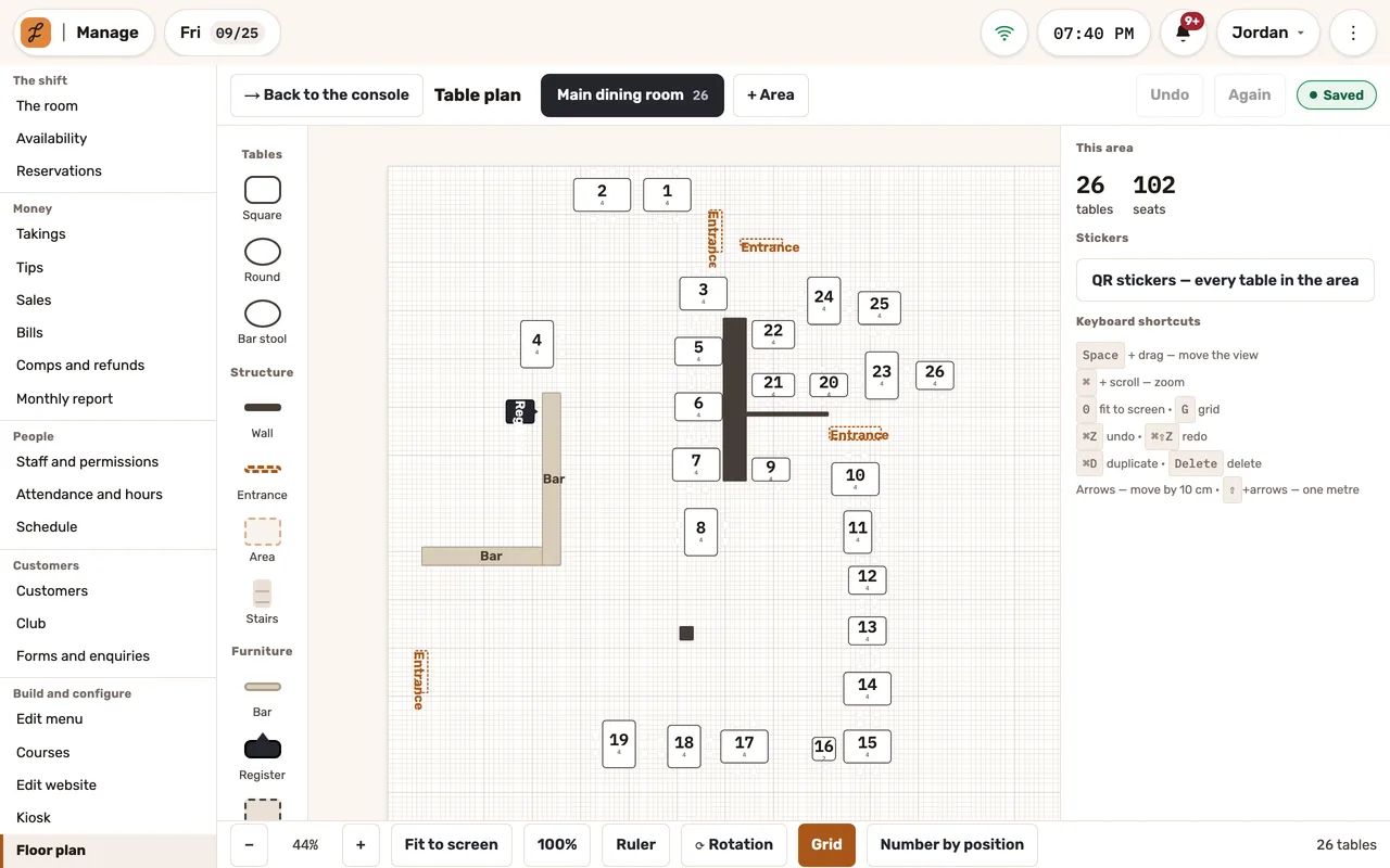 Editing the floor plan